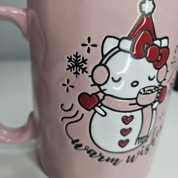 Sanrio Hello Kitty Christmas  Winter Warm Wishes Pink Mug New - Picture 5 of 12